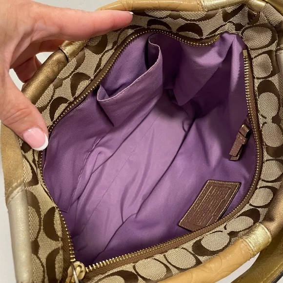 Coach Carly Gold Patchwork Shoulder Bag F14005 EUC - Picture 10 of 15